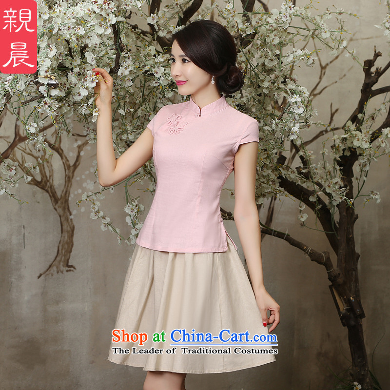 The pro-am new improved cheongsam clothes summer day-to-day, 2015, the Chinese Tang dynasty cotton linen cheongsam dress shirt + card of their short) S, pro-am , , , shopping on the Internet
