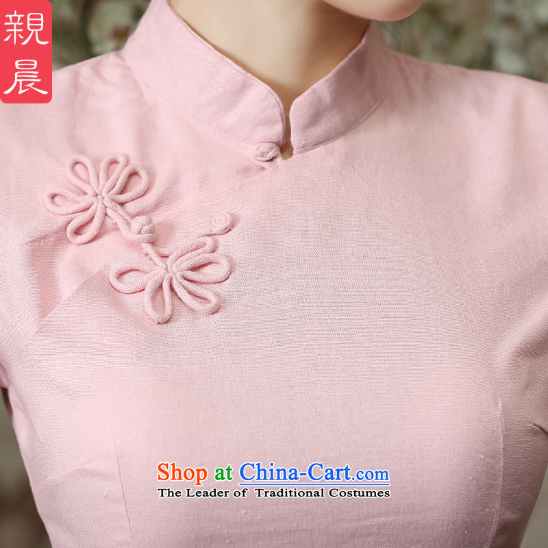The pro-am new improved cheongsam clothes summer day-to-day, 2015, the Chinese Tang dynasty cotton linen cheongsam dress shirt + card of their short) S, pro-am , , , shopping on the Internet