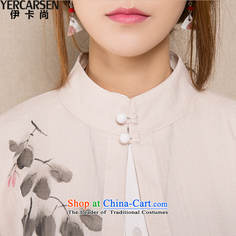 Ica is (YERCARSEN) cotton linen china wind Han-female cardigan autumn 2015 installed new hand-painted wind long female m white jacket , ICA (YERCARSEN yet) , , , shopping on the Internet