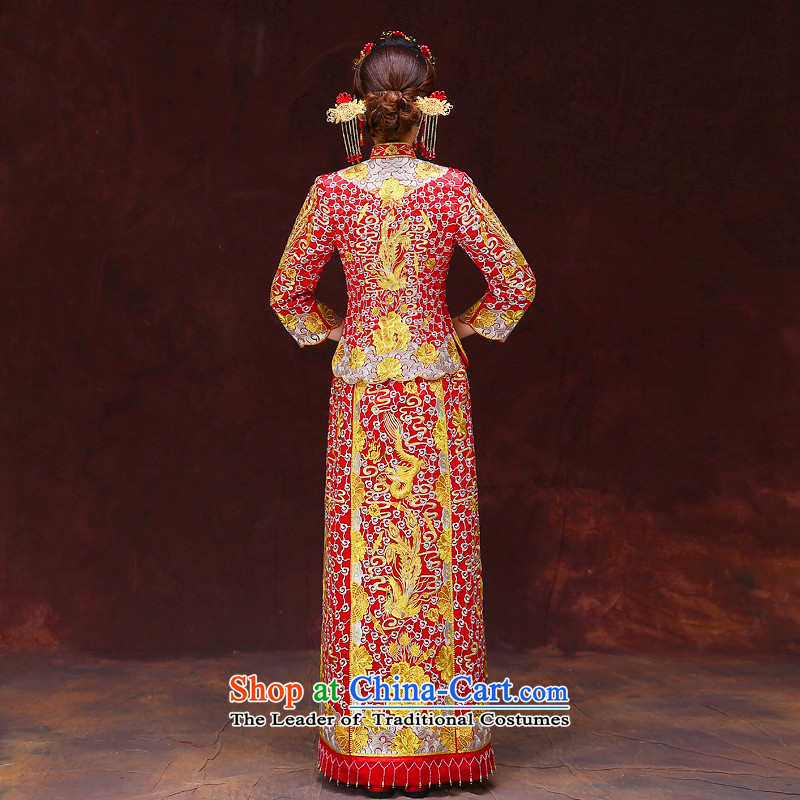 Tsai Hsin-soo wo service of the dragon and the use of the bride bows service skirt wedding dress red Chinese wedding retro wedding dress clothes set of new cheongsam + model Head Ornaments L 92 Chest Miss Choy Dream Qi , , , shopping on the Internet