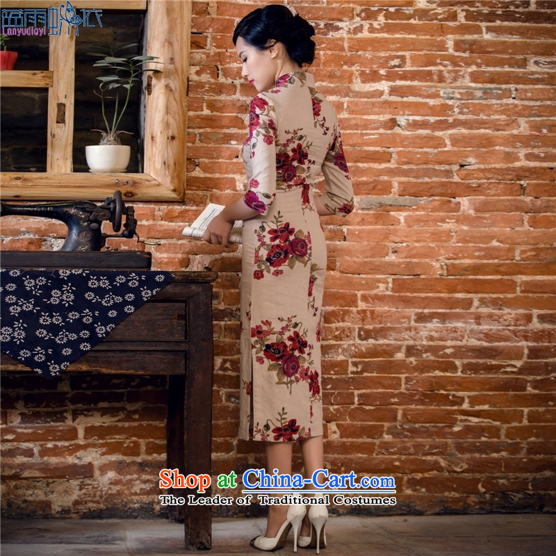 The spring and summer of 2015 new products xl cotton linen, Stylish retro long qipao gown dresses Garden 2061 Garden L,A.J.BB,,, shopping on the Internet