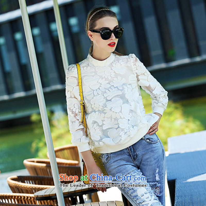 Shenzhen women fall Hamilton New Europe and the Sleek and Sexy put engraving embroidered jacket White?M