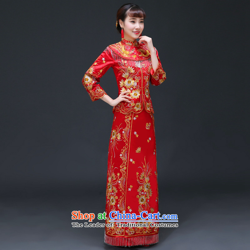 The Royal Advisory Groups to show friendly new bride Chinese Dress Chinese Classics Hei services serving drink qipao and Phoenix use the wedding dress Chinese wedding Bong-Koon-hsia previous Popes are placed a set of clothes + head-dress is recommended S
