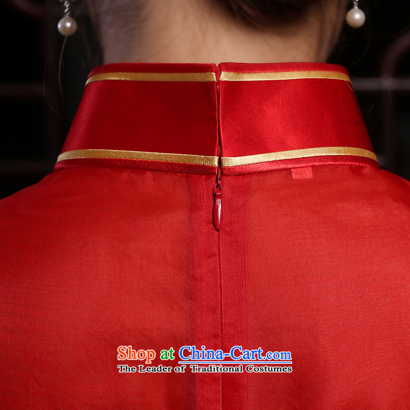 The Butterfly Lovers in summer and autumn 2015 new heavyweight silk embroidery improved qipao stereo marriages bows dress red - 20 days pre-sale XXL, Butterfly Lovers , , , shopping on the Internet