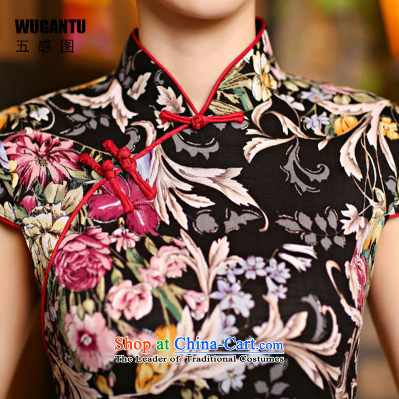 The five senses figure a new summer of daily improved stylish elegance cheongsam dress retro short qipao ethnic Sau San picture color S Five-sense figure (WUGANTU) , , , shopping on the Internet