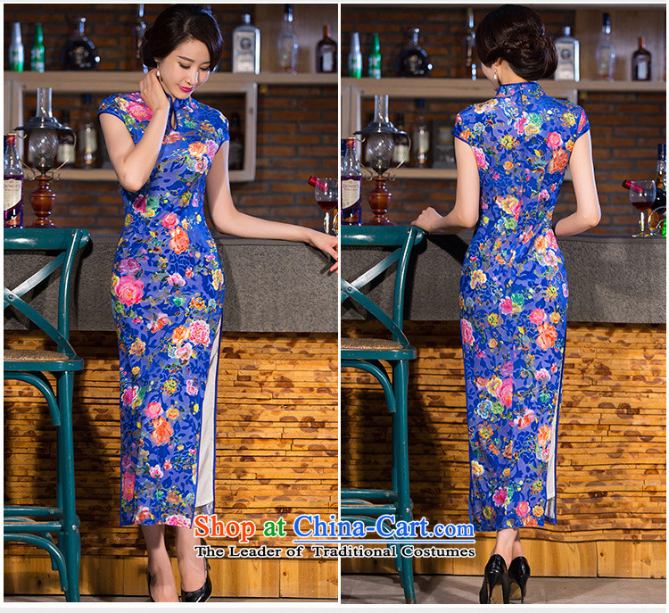 The five senses the fall of daily figure stylish improved graphics thin silk long Sau San cheongsam dress dresses China wind blue XL Photo, prices, brand platters! The elections are supplied in the national character of distribution, so action, buy now enjoy more preferential! As soon as possible.