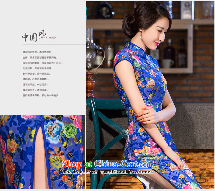 The five senses the fall of daily figure stylish improved graphics thin silk long Sau San cheongsam dress dresses China wind blue XL Photo, prices, brand platters! The elections are supplied in the national character of distribution, so action, buy now enjoy more preferential! As soon as possible.