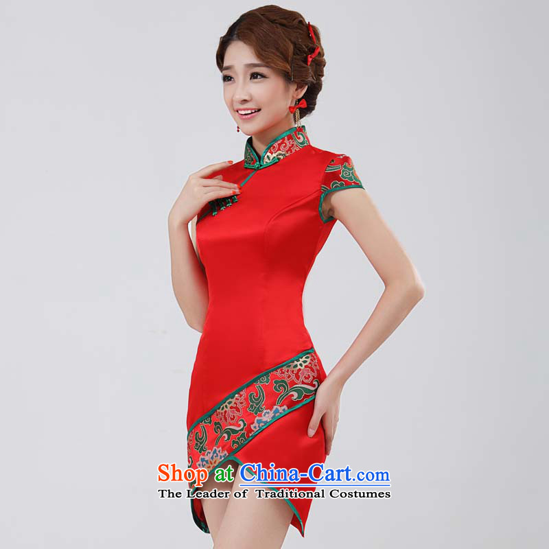 Joshon&joe wedding dresses bows services improved cheongsam embroidery flower bud before long after short package and the grand opening ceremony dress red l,joshon&joe,,, shopping on the Internet
