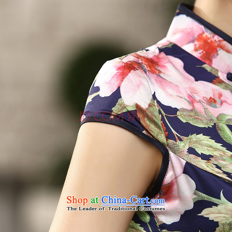 Min-to-day new Joseph retro silk dresses short-sleeved long double qipao Sau San C0018 picture color S Min Joseph shopping on the Internet has been pressed.