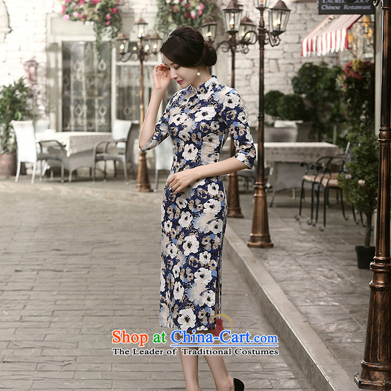 2015 Autumn 7475 migratory Bong-New) cuff linen dresses retro Sau San long linen cheongsam dress suit S, Bong-dwelling DQ15177 7475 , , , shopping on the Internet