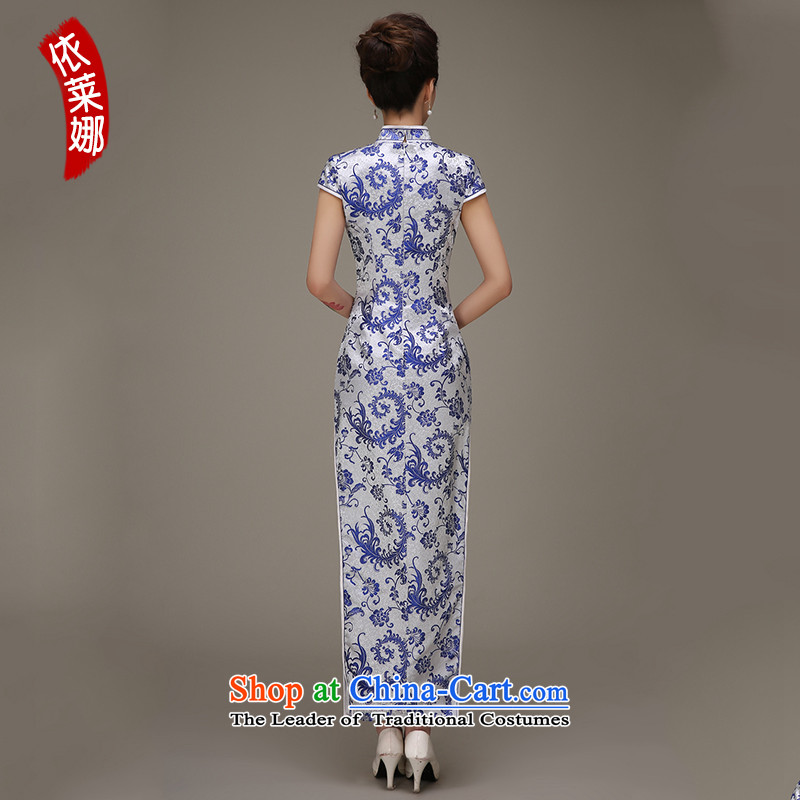 In accordance with the 2015 autumn and winter Lena autumn new cheongsam dress qipao improved daily, Chinese antique porcelain dresses long gown bows services qipao etiquette , in accordance with the white Lena (YILAINA) , , , shopping on the Internet