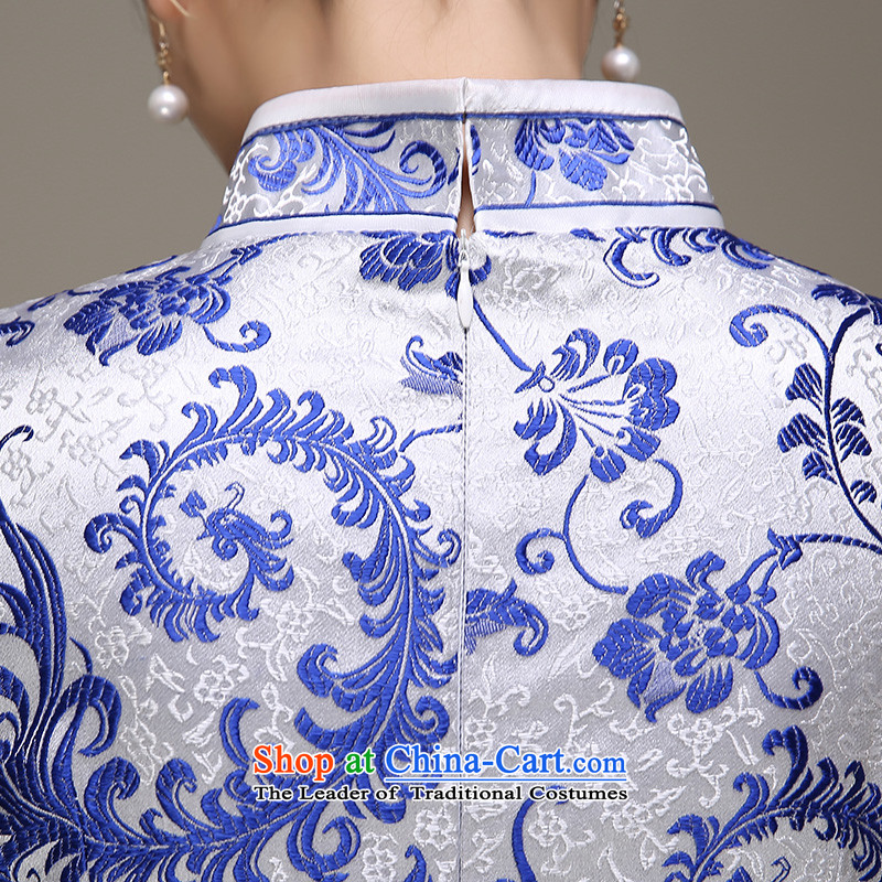 In accordance with the 2015 autumn and winter Lena autumn new cheongsam dress qipao improved daily, Chinese antique porcelain dresses long gown bows services qipao etiquette , in accordance with the white Lena (YILAINA) , , , shopping on the Internet