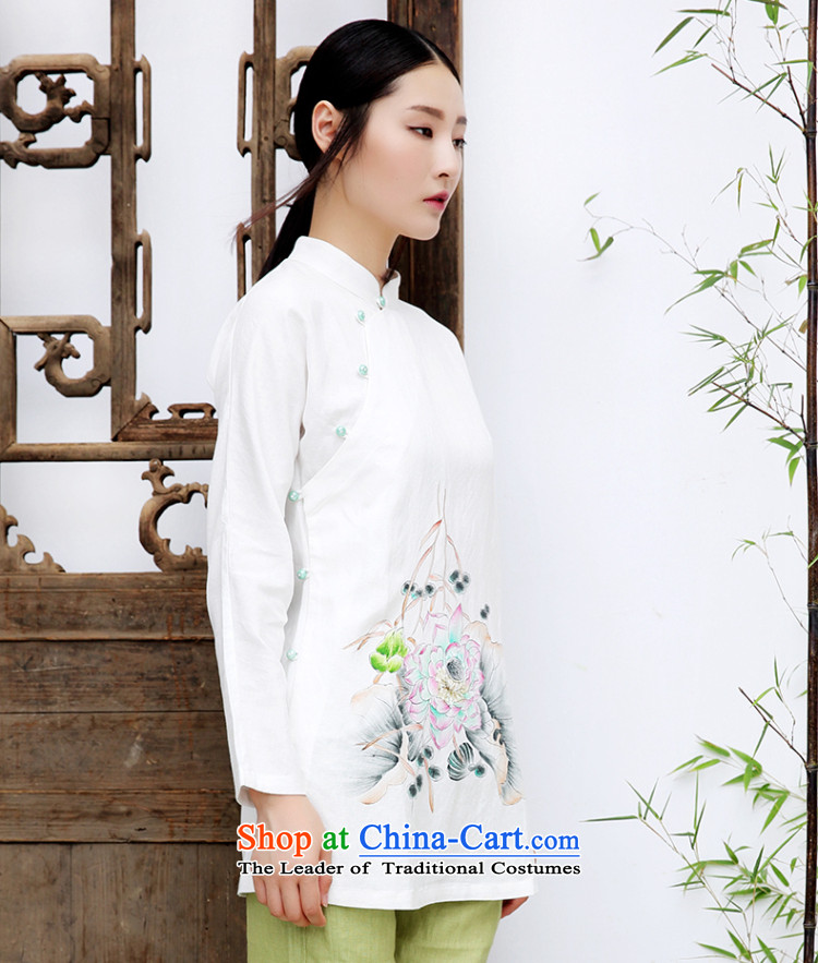 Install the latest Autumn 2015 ink supplies hand-painted lotus cotton linen clothes Tang Dynasty Chinese Han-female national wind, White XL Photo, prices, brand platters! The elections are supplied in the national character of distribution, so action, buy now enjoy more preferential! As soon as possible.