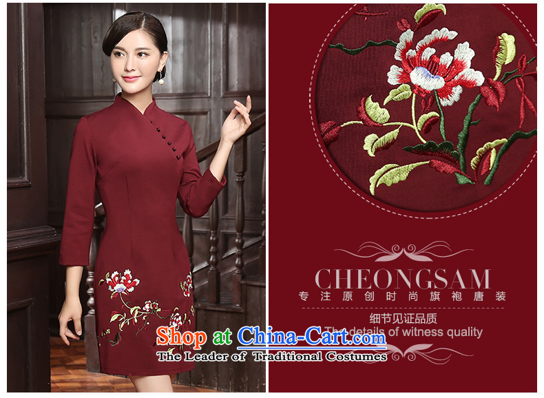 [Sau Kwun Tong] incense Overgrown Tomb new autumn 2015 section of fine embroidery warm. Ms. qipao QZ5809 cuff chestnut horses XXL picture, prices, brand platters! The elections are supplied in the national character of distribution, so action, buy now enjoy more preferential! As soon as possible.