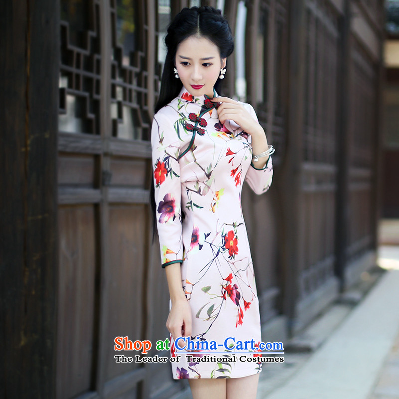 After a new 2015 autumn wind load cheongsam dress in stylish retro qipao cuff everyday dress 6 019 6 019 M or leisure suit wind shopping on the Internet has been pressed.