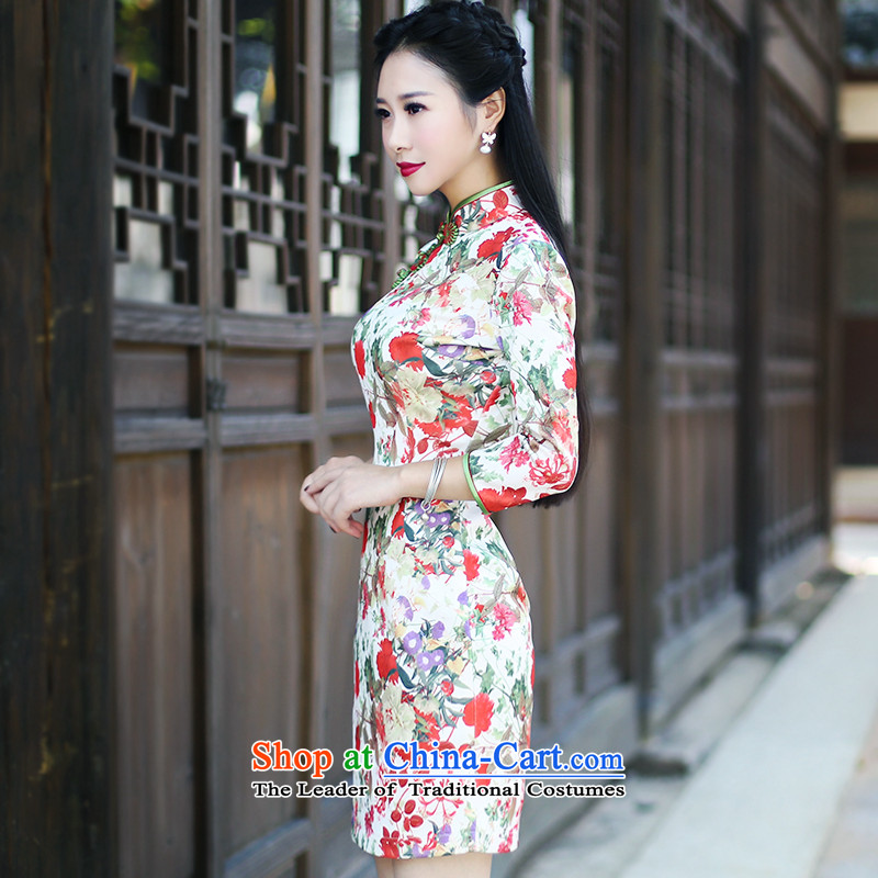 After a new wind loading in the autumn of 2015, retro look stylish improved cuff short of qipao improved skirt 6021 6021 after the wind has been pressed, L, suit shopping on the Internet