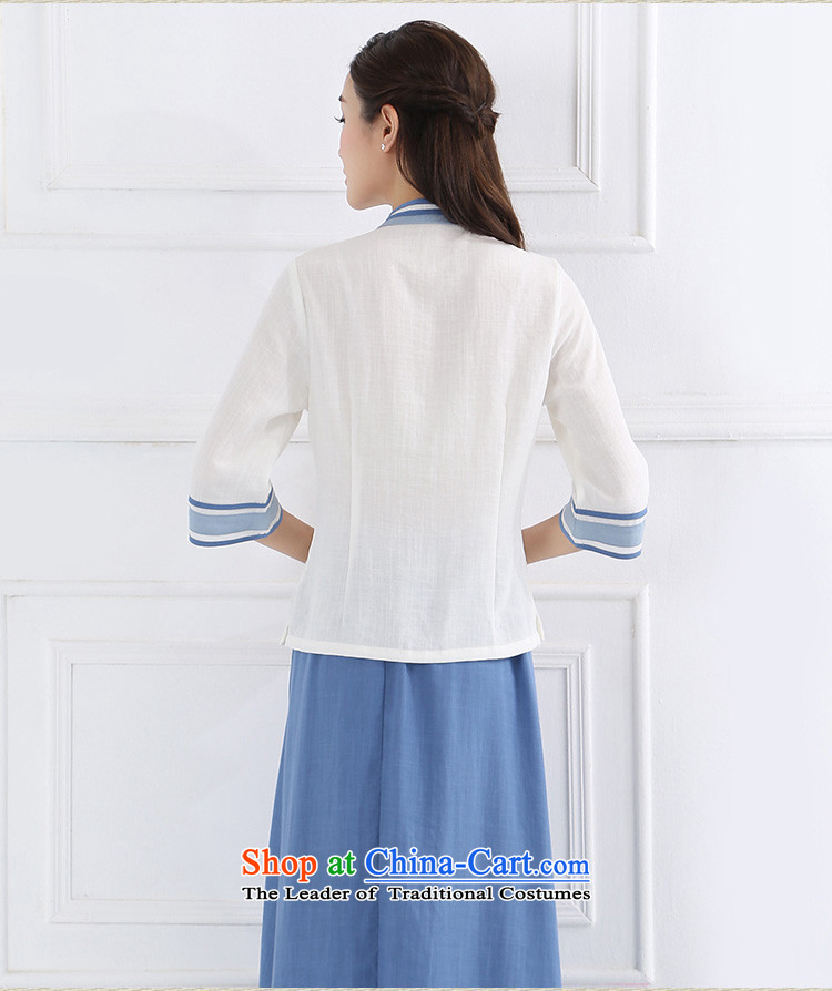 White-collar corporation ancient China wind retro women improved Han-Republic of Korea wind Chinese cotton linen Tang dynasty women clothes porcelain Blue M picture, prices, brand platters! The elections are supplied in the national character of distribution, so action, buy now enjoy more preferential! As soon as possible.