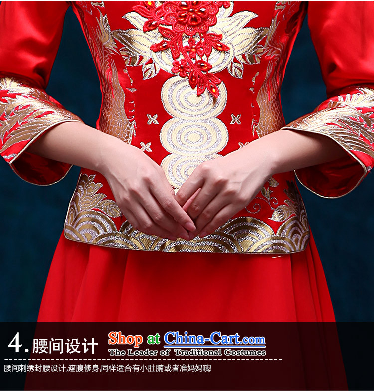 The bride-soo Wo Service retro red dragon and the use of the new Marriage autumn 2015 Chinese wedding gown banquet serving a seven-cuff bows Chinese qipao bows service improvement RED M picture, prices, brand platters! The elections are supplied in the national character of distribution, so action, buy now enjoy more preferential! As soon as possible.