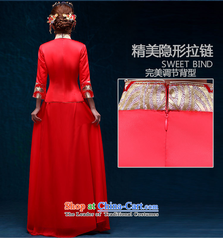 The bride-soo Wo Service retro red dragon and the use of the new Marriage autumn 2015 Chinese wedding gown banquet serving a seven-cuff bows Chinese qipao bows service improvement RED M picture, prices, brand platters! The elections are supplied in the national character of distribution, so action, buy now enjoy more preferential! As soon as possible.