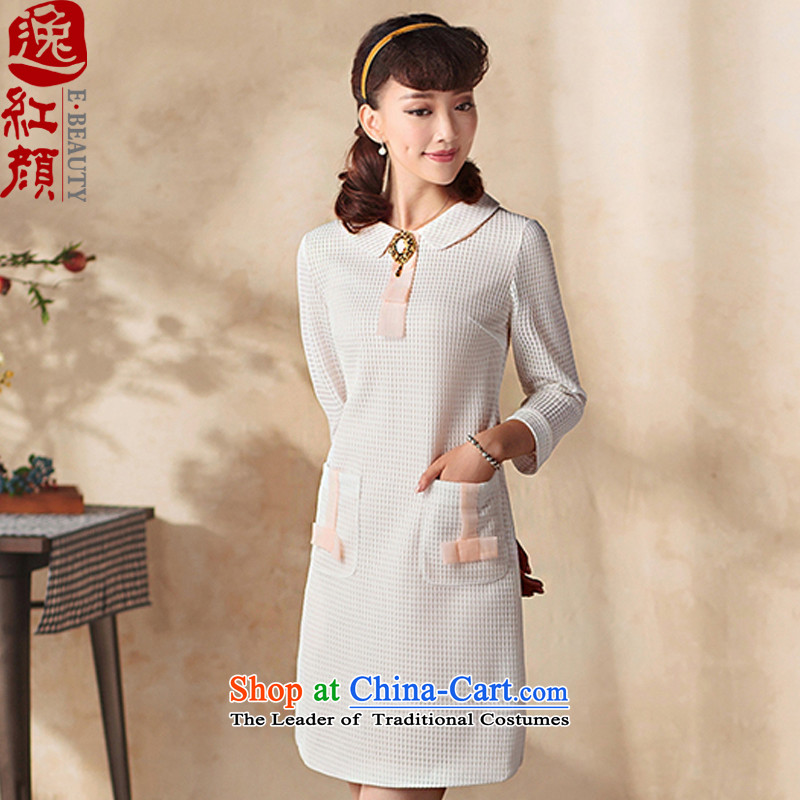A Pinwheel Without Wind ya 2015 to escape the autumn boxed long-sleeved dresses retro ethnic improved Sau San 8 cuff dresses ivory , L, Yat Lady , , , shopping on the Internet