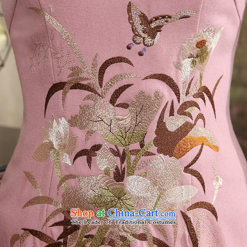 [Sau Kwun Tong] The Butterfly Dance 2015 Autumn replacing new irrepressible embroidery sleeveless qipao 2 Color Ms. optional QW5810 pink M, Sau Kwun Tong shopping on the Internet has been pressed.