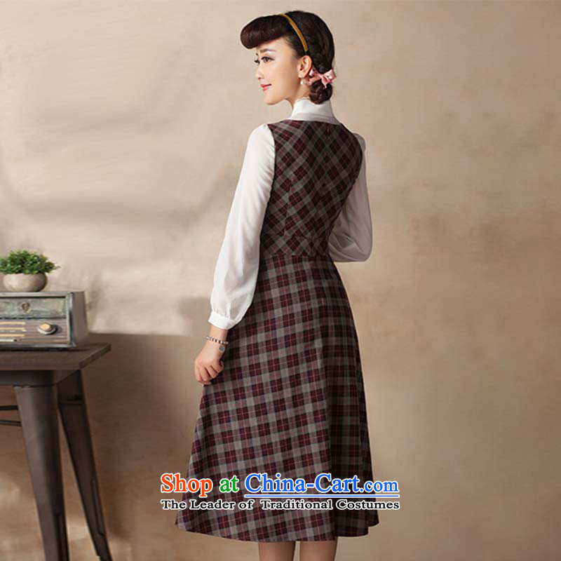 A Pinwheel Without Wind, Bujumbura in Yat long sleeveless cheongsam dress 2015 new literary style sub autumn replacing the skirt of carmine color XL, Yat Lady , , , shopping on the Internet