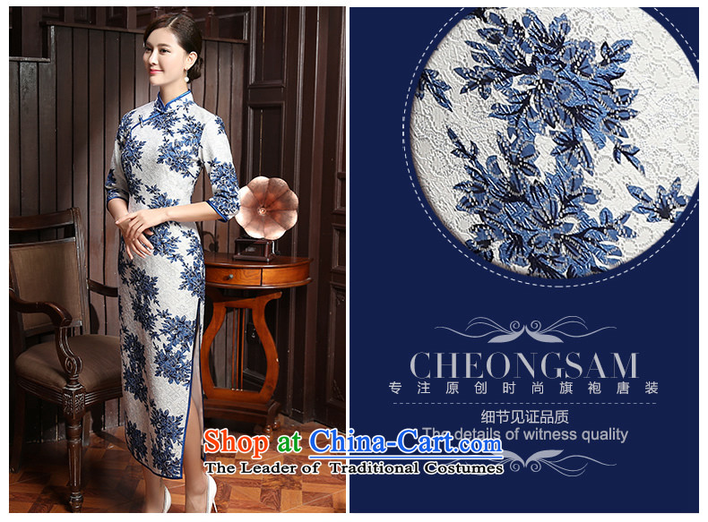 [Sau Kwun Tong] 2015 Autumn Chiu, Chi new stamp and stylish and elegant, warm in long-sleeved blue and white 3XL QZ5801 qipao picture, prices, brand platters! The elections are supplied in the national character of distribution, so action, buy now enjoy more preferential! As soon as possible.