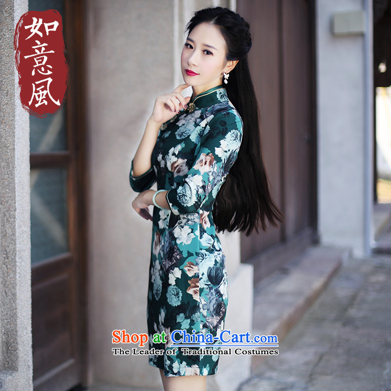 After a new 2015 autumn wind load cheongsam dress in stylish retro qipao cuff everyday dress of Tianjin tianjin suit?XXL