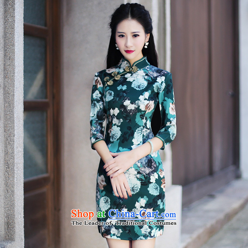 After a new 2015 autumn wind load cheongsam dress in stylish retro qipao cuff everyday dress suit XXL, Tianjin tianjin ruyi wind shopping on the Internet has been pressed.