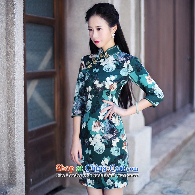 After a new 2015 autumn wind load cheongsam dress in stylish retro qipao cuff everyday dress suit XXL, Tianjin tianjin ruyi wind shopping on the Internet has been pressed.