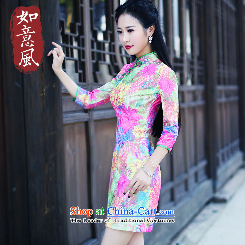 After a new wind loading in the autumn of 2015, retro look stylish improved cuff short of qipao improved skirt 6 029 6 029 suit?XL