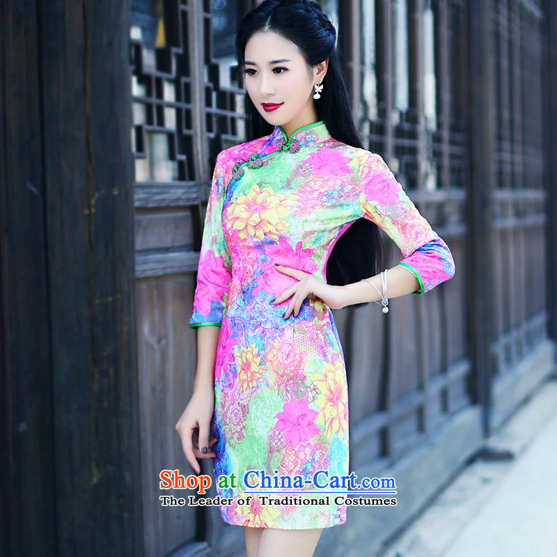 After a new wind loading in the autumn of 2015, retro look stylish improved cuff short of qipao improved skirt 6 029 6 029 suits XL, recreation wind shopping on the Internet has been pressed.