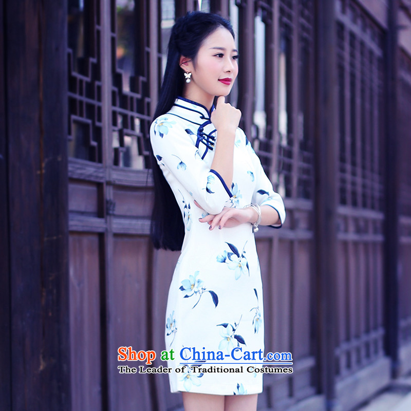 After the new improved wind 2015 daily 7 cuff cheongsam dress autumn retro improved female cheongsam dress 6073 6073 XL, after a wind.... suit shopping on the Internet