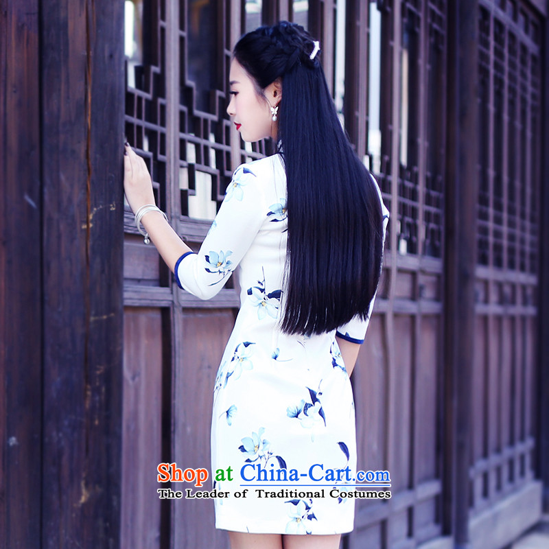 After the new improved wind 2015 daily 7 cuff cheongsam dress autumn retro improved female cheongsam dress 6073 6073 XL, after a wind.... suit shopping on the Internet