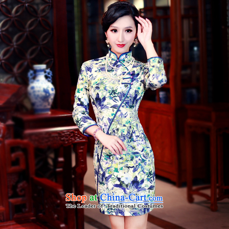 After the fall of 2015, the Wind new women's clothes long-sleeved improved daily Sau San cheongsam dress suit S ruyi 5451 5451 wind shopping on the Internet has been pressed.