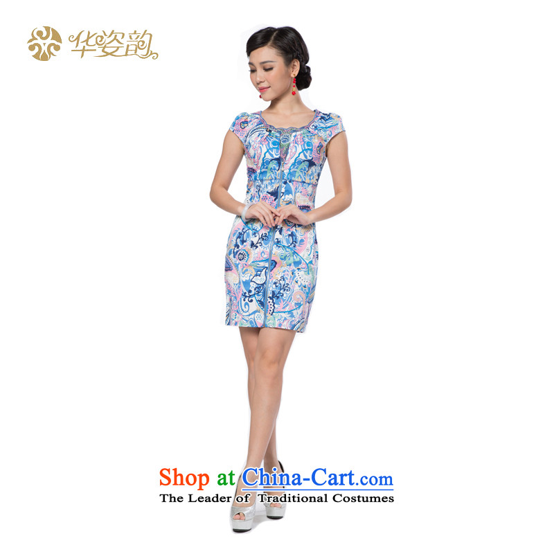 The 2015 Autumn Chinese beauty girl who decorated new retro graphics thin temperament Korean Foutune of engraving lace stamp cheongsam dress Han-Sau San video thin China wind light purple XXL, Wah Gigi Lai following shopping on the Internet has been press