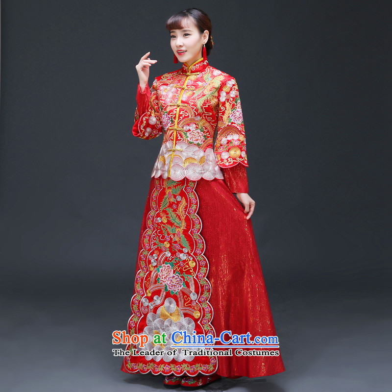 The Royal Advisory Groups to show friendly new bride bows serving Chinese retro-hi-Dragon Chinese qipao use wedding dresses handicraft embroidery Bong-Koon-hsia previous Popes are placed a set of clothes and ornaments recommended + L of brassieres 92 roya