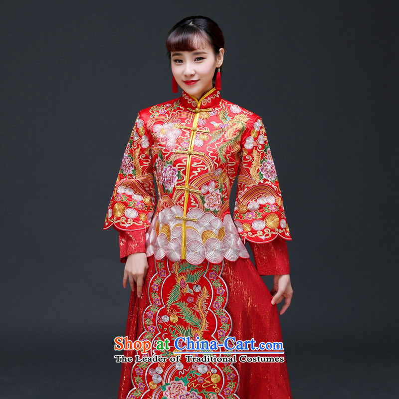 The Royal Advisory Groups to show friendly new bride bows serving Chinese retro-hi-Dragon Chinese qipao use wedding dresses handicraft embroidery Bong-Koon-hsia previous Popes are placed a set of clothes and ornaments recommended + L of brassieres 92 roya