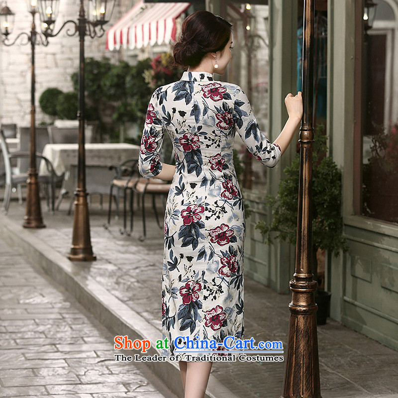 7475 2015 Autumn Fung migratory new linen long qipao Stylish retro collar of the forklift truck linen dresses DQ15179 SUIT S, Bong-migratory 7475 , , , shopping on the Internet