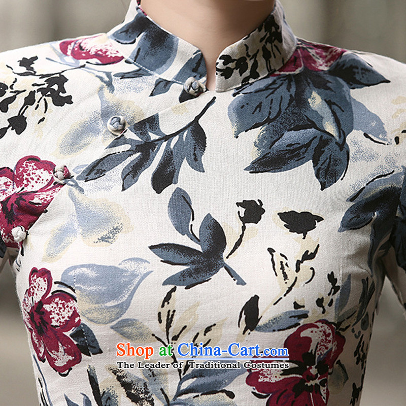 7475 2015 Autumn Fung migratory new linen long qipao Stylish retro collar of the forklift truck linen dresses DQ15179 SUIT S, Bong-migratory 7475 , , , shopping on the Internet