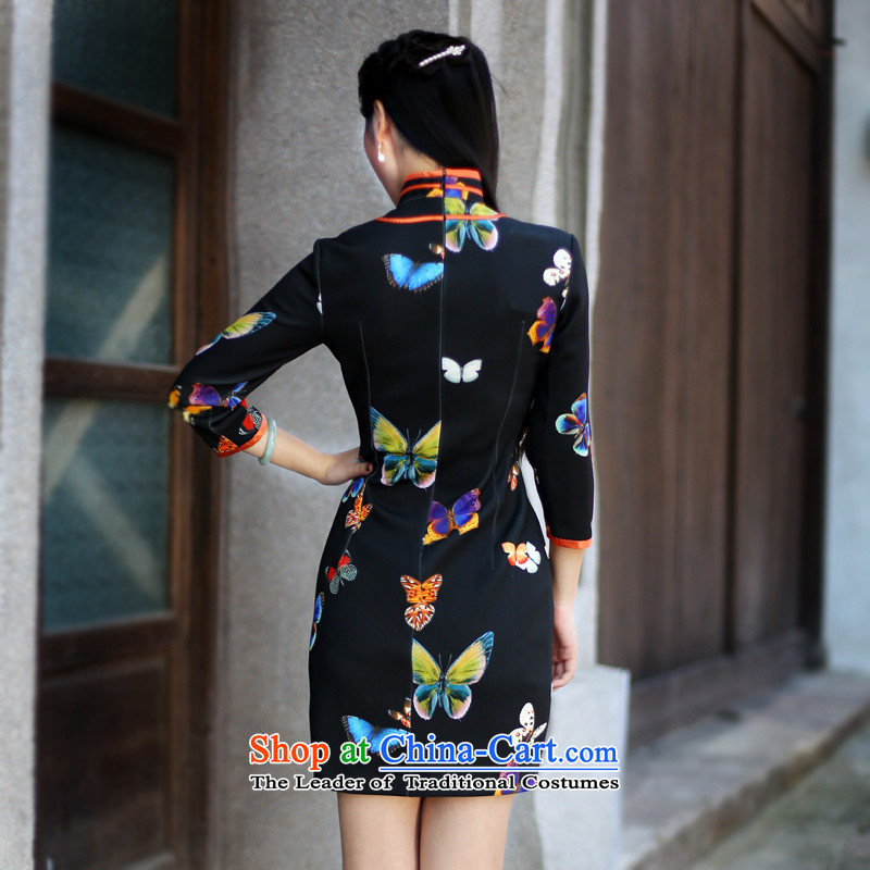 After a new 2015 autumn wind load cheongsam dress fashion, cuff air layer qipao daily retro dresses 607 1 607 1 suit XXL, ruyi wind shopping on the Internet has been pressed.