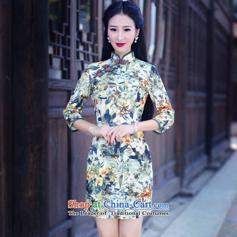 After a day of Wind China wind in 2015 Stamp cuff cheongsam dress Stylish retro fitted female qipao spring and autumn 6020 6020 after wind has been pressed, suit shopping on the Internet