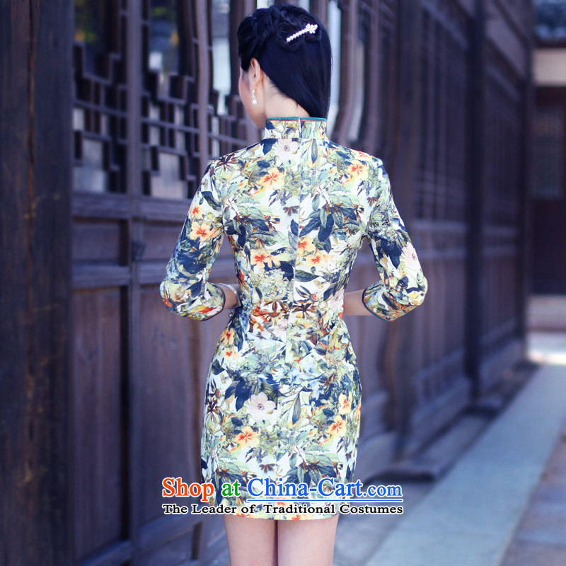 After a day of Wind China wind in 2015 Stamp cuff cheongsam dress Stylish retro fitted female qipao spring and autumn 6020 6020 after wind has been pressed, suit shopping on the Internet