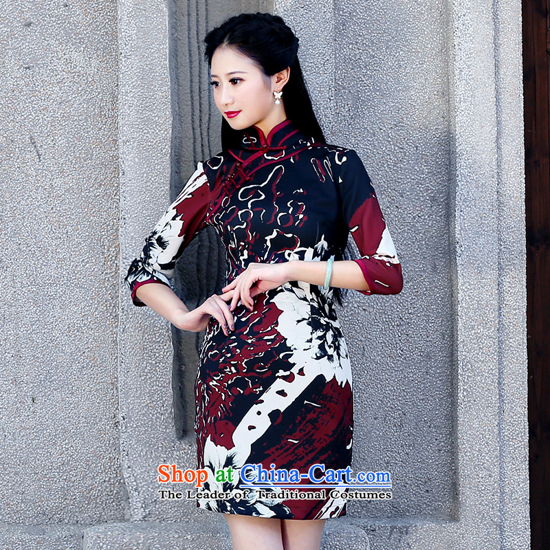 After a new wind 2015 Fall/Winter Collections in the retro look stylish improved improvements cuff short skirt 6074 6074) qipao suit after wind , , , S, shopping on the Internet