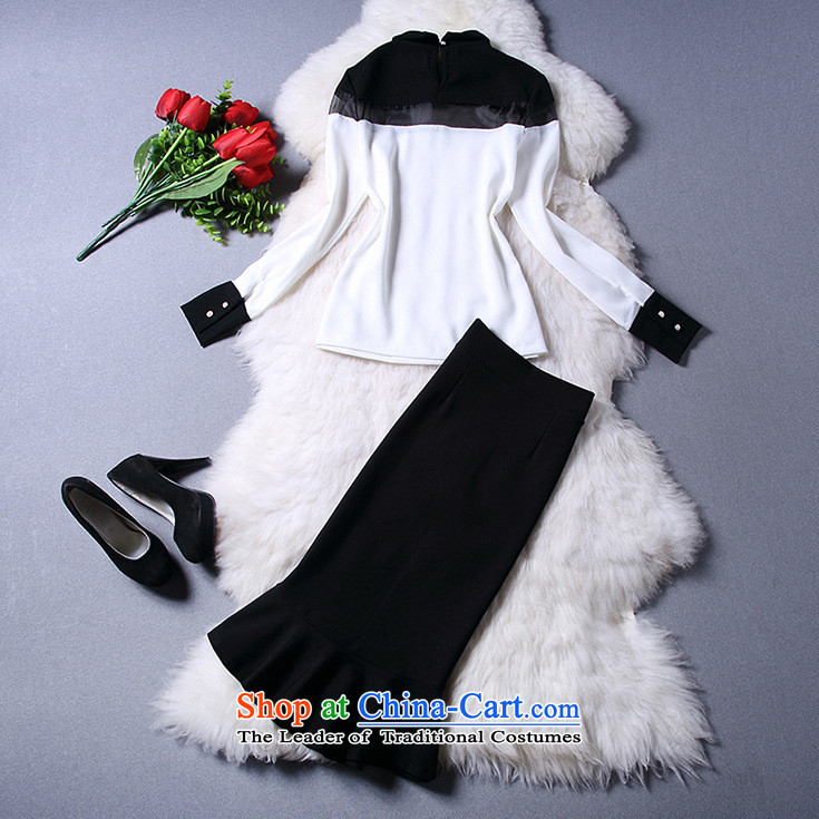 The Black Butterfly 2015 Autumn New) fluoroscopy gauze black and white long-sleeved shirt + collision crowsfoot package and upper body skirt two kits XL photo color photo of skirts, prices, brand platters! The elections are supplied in the national character of distribution, so action, buy now enjoy more preferential! As soon as possible.