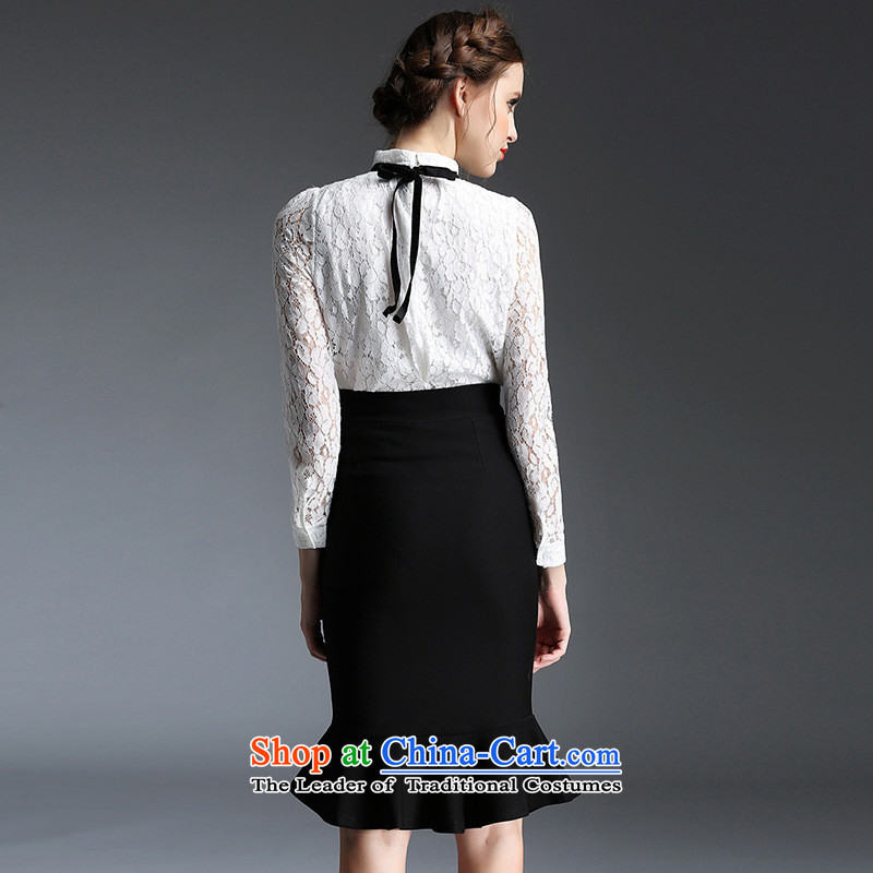 The Black Butterfly fall inside the new 2015 collar long-sleeved shirt + lace crowsfoot package and step-body skirt two kits for women picture color XL,A.J.BB,,, shopping on the Internet