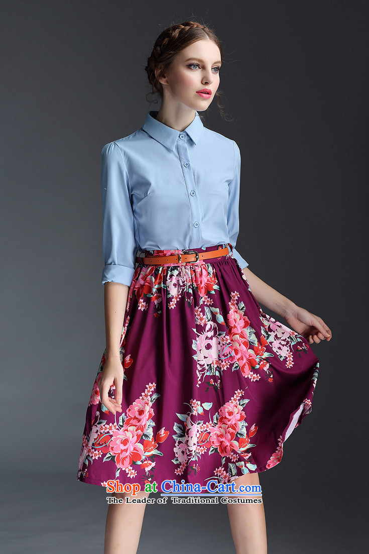 The Black Butterfly 2015 Autumn new lapel wind in Europe and America, long-sleeved shirt + stamp chiffon long skirt two kits with intuitive female picture color L photo, prices, brand platters! The elections are supplied in the national character of distribution, so action, buy now enjoy more preferential! As soon as possible.