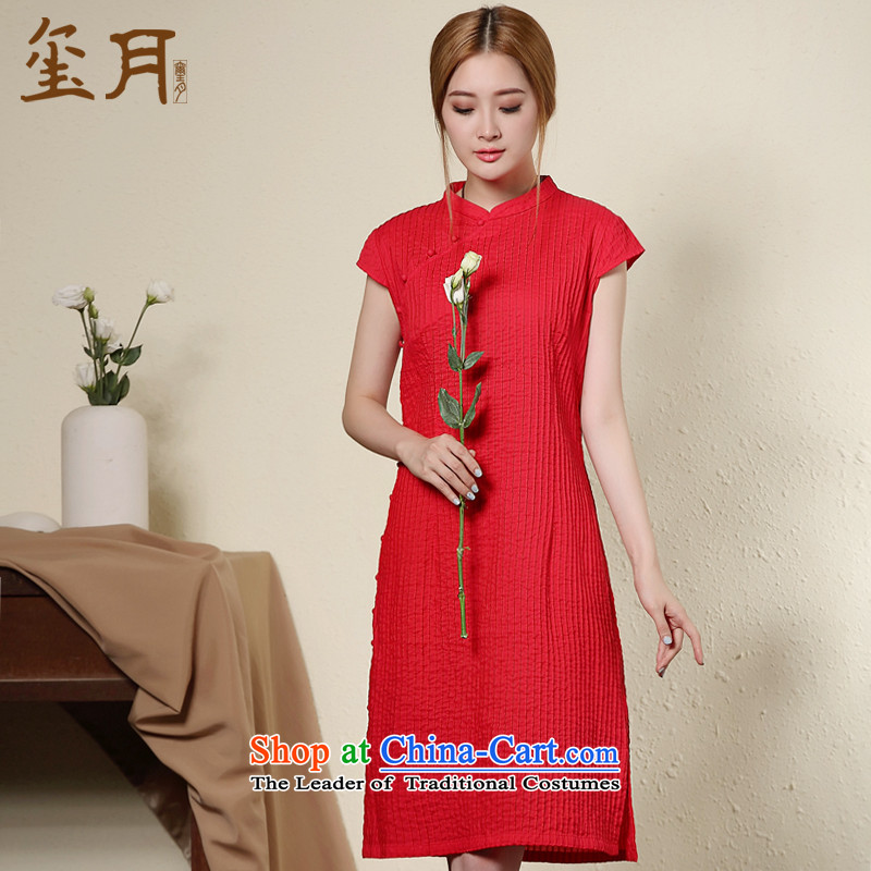 On day-to-Sau San video seal thin cotton cheongsam dress autumn, literature and art china wind women cheongsam dress short of Red Seal, L, decreased by , , , shopping on the Internet