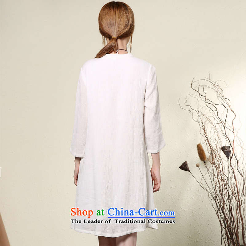 On the fall of 2015, of the seal loose Chinese qipao linen dresses retro China wind in long-sleeved cotton linen dress white S seal decreased by , , , shopping on the Internet