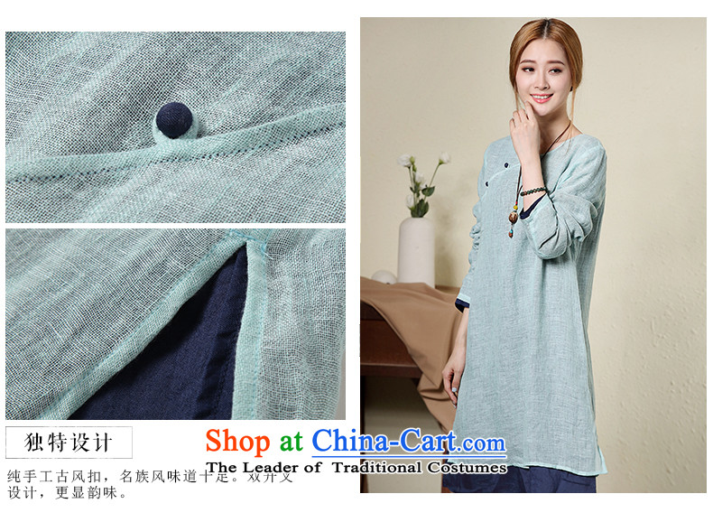 The seal on the original cotton linen with large relaxd autumn female cheongsam dress retro 7 Cuff China wind long skirt light blue S picture, prices, brand platters! The elections are supplied in the national character of distribution, so action, buy now enjoy more preferential! As soon as possible.